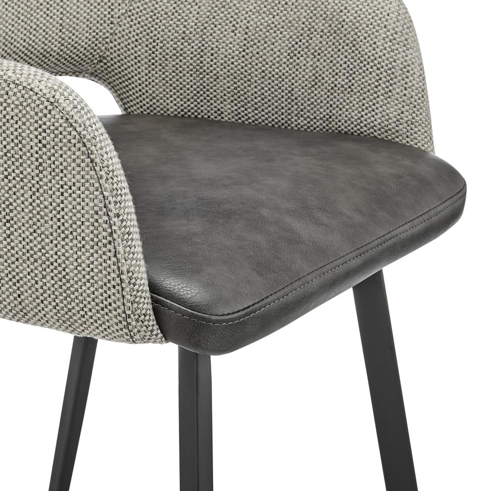 Euro Style - Desi Leatherette and Fabric Swivel Counter Stool, Warm Gray/Charcoal Gray/Black - 30584-DKGRY veiw 6