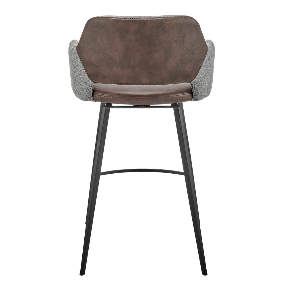 Euro Style - Desi Leatherette and Fabric Swivel Counter Stool, Heather Gray/Dark Brown/Black - 30584-LTBRN veiw 5