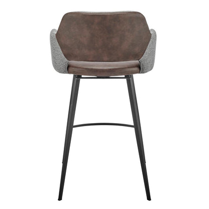 Euro Style - Desi Leatherette and Fabric Swivel Counter Stool, Heather Gray/Dark Brown/Black - 30584-LTBRN veiw 5