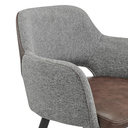 Euro Style - Desi Leatherette and Fabric Swivel Counter Stool, Heather Gray/Dark Brown/Black - 30584-LTBRN veiw 6