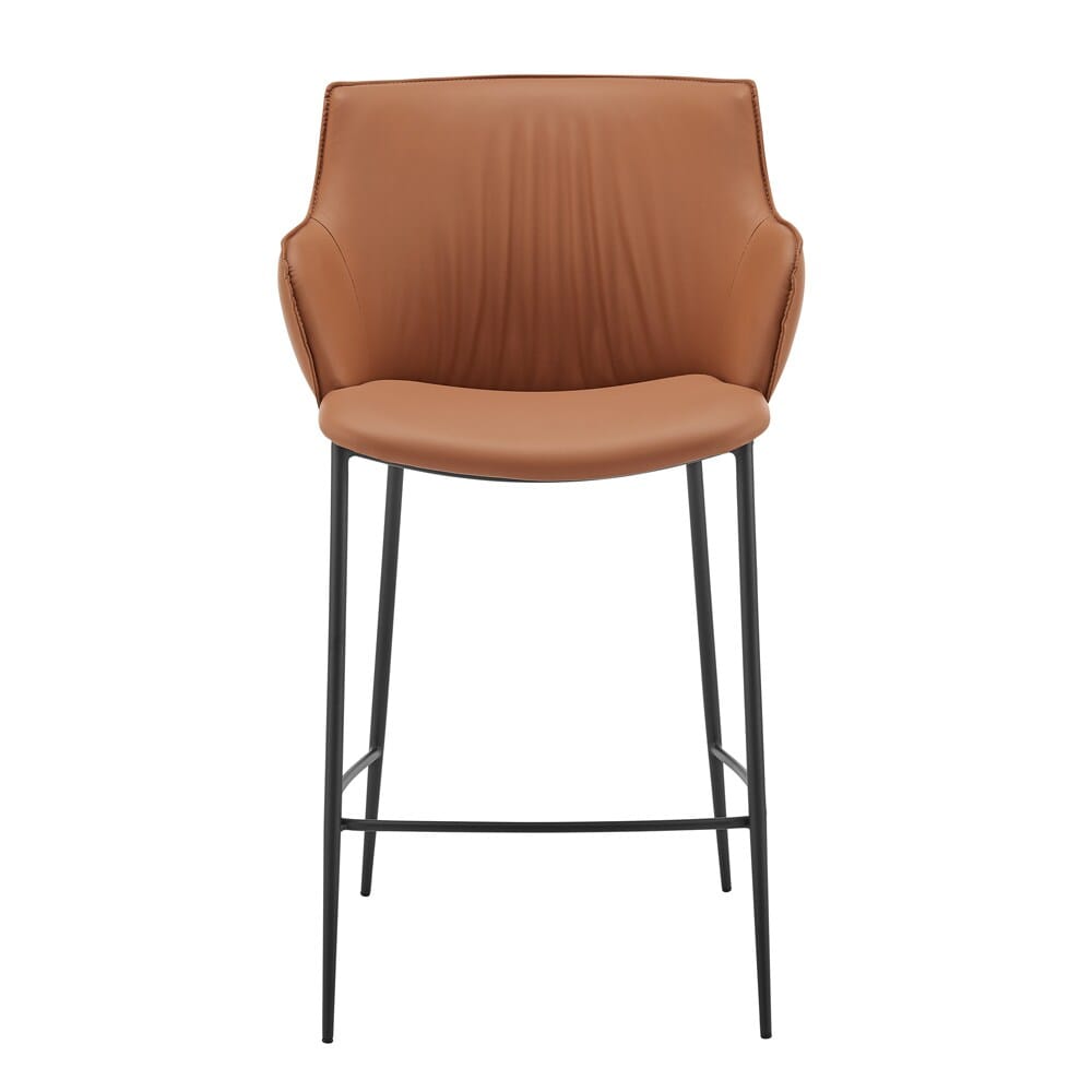 Euro Style - Ronja Leatherette Counter Stool, Dark Caramel/Black Steel Legs - 30982-COG veiw 1