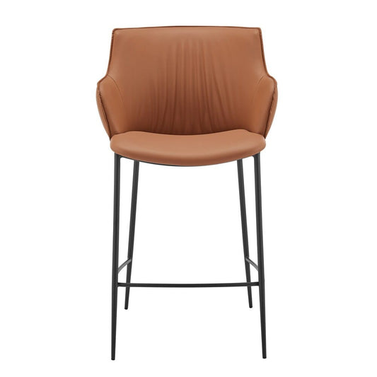 Euro Style - Ronja Leatherette Counter Stool, Dark Caramel/Black Steel Legs - 30982-COG veiw 1