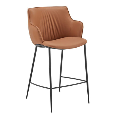 Euro Style - Ronja Leatherette Counter Stool, Dark Caramel/Black Steel Legs - 30982-COG veiw 2