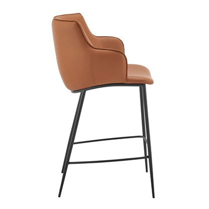 Euro Style - Ronja Leatherette Counter Stool, Dark Caramel/Black Steel Legs - 30982-COG veiw 3