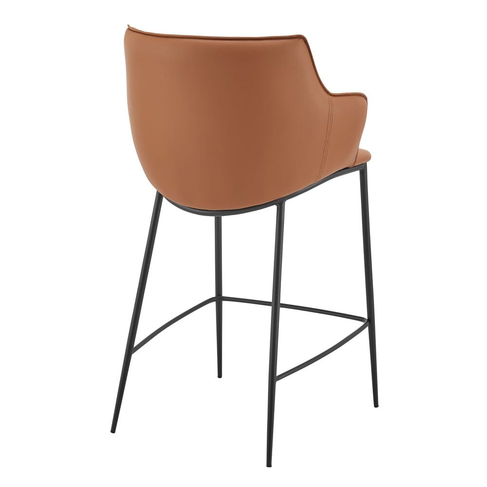 Euro Style - Ronja Leatherette Counter Stool, Dark Caramel/Black Steel Legs - 30982-COG veiw 4