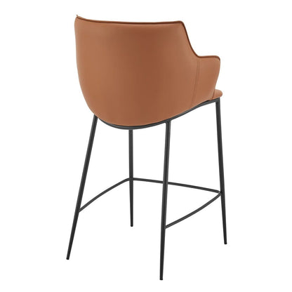 Euro Style - Ronja Leatherette Counter Stool, Dark Caramel/Black Steel Legs - 30982-COG veiw 4