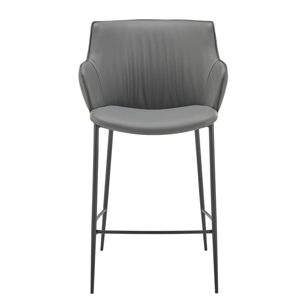 Euro Style - Ronja Leatherette Counter Stool, Gray/Black Steel Legs - 30982-GRY veiw 1