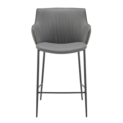 Euro Style - Ronja Leatherette Counter Stool, Gray/Black Steel Legs - 30982-GRY veiw 1