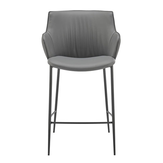 Euro Style - Ronja Leatherette Counter Stool, Gray/Black Steel Legs - 30982-GRY veiw 1