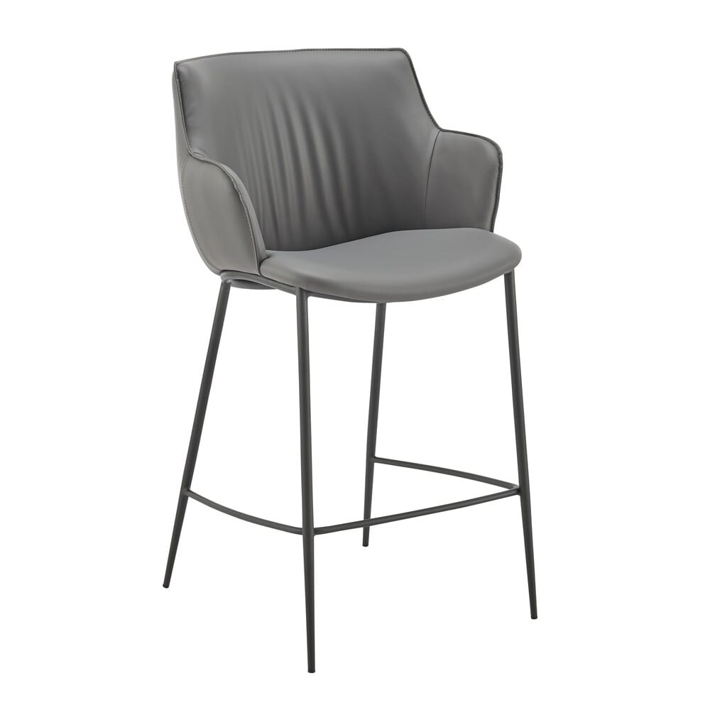 Euro Style - Ronja Leatherette Counter Stool, Gray/Black Steel Legs - 30982-GRY veiw 2