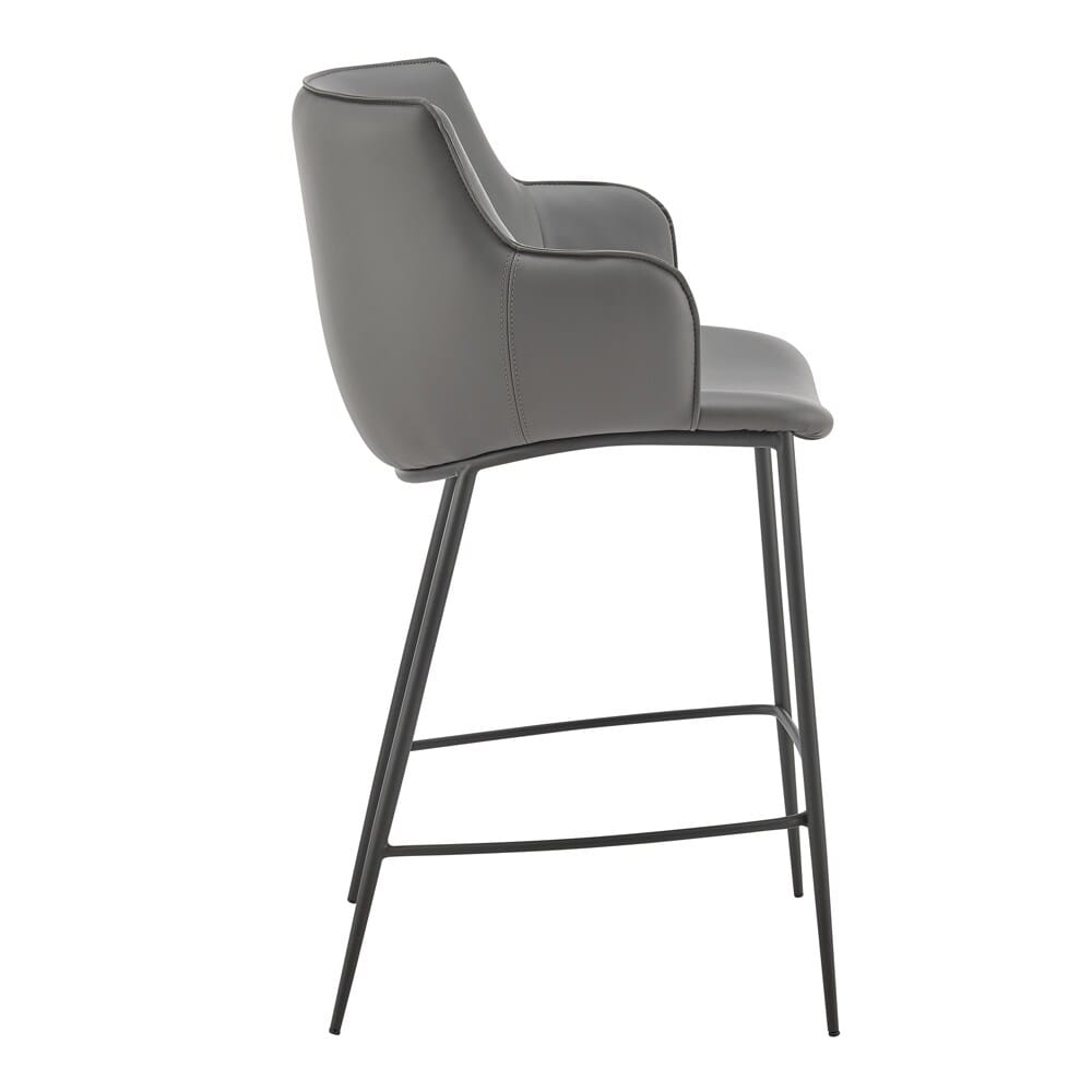 Euro Style - Ronja Leatherette Counter Stool, Gray/Black Steel Legs - 30982-GRY veiw 3