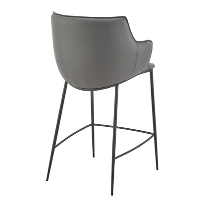 Euro Style - Ronja Leatherette Counter Stool, Gray/Black Steel Legs - 30982-GRY veiw 4