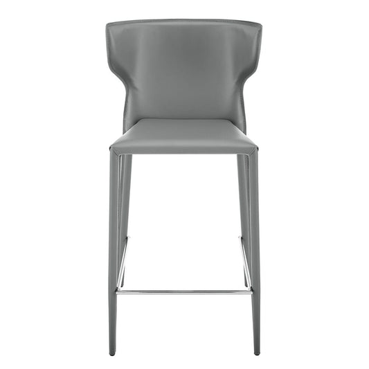 Euro Style - Divinia Regenerated Leather Counter Stool, Gray - Set of 2 - 38975-GRY veiw 2