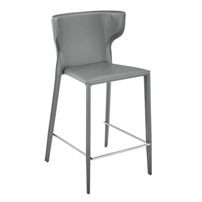 Euro Style - Divinia Regenerated Leather Counter Stool, Gray - Set of 2 - 38975-GRY veiw 3