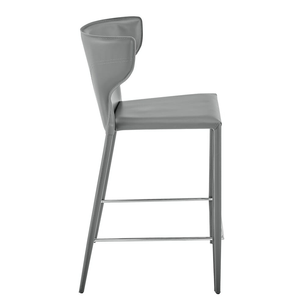Euro Style - Divinia Regenerated Leather Counter Stool, Gray - Set of 2 - 38975-GRY veiw 4