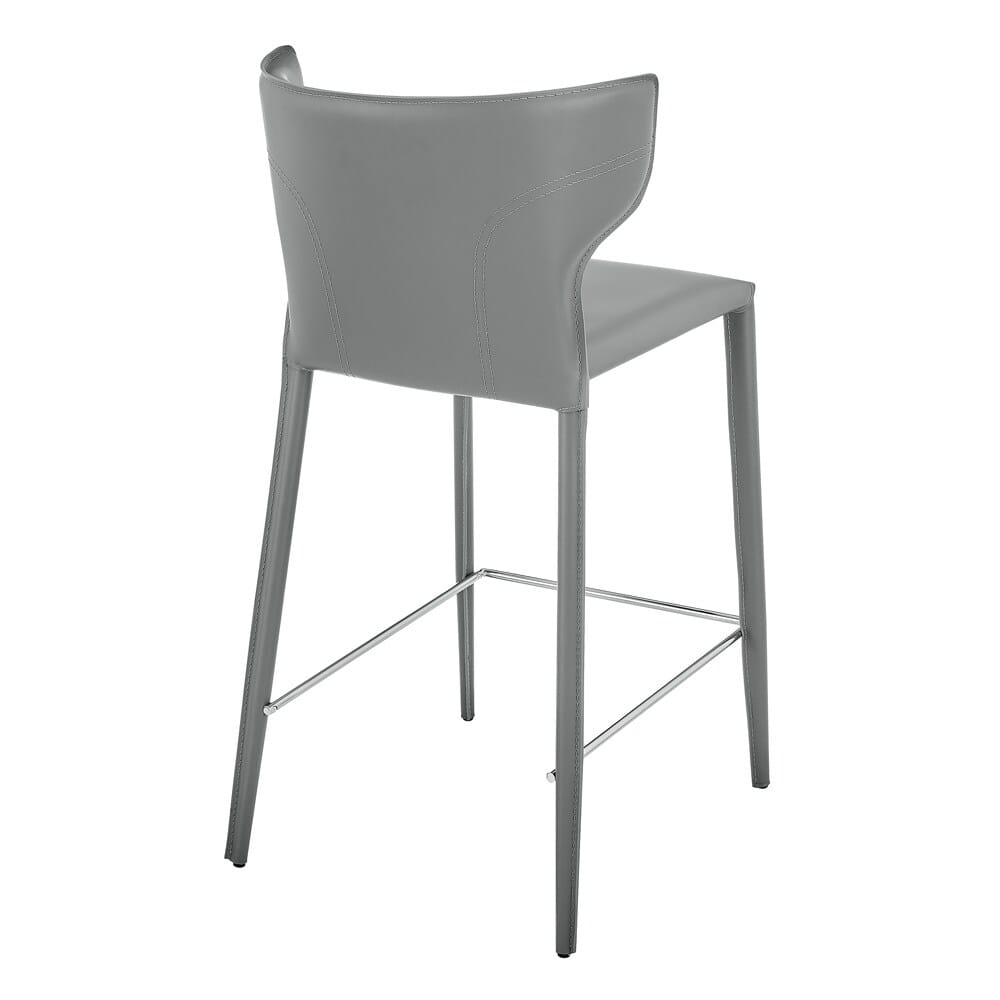 Euro Style - Divinia Regenerated Leather Counter Stool, Gray - Set of 2 - 38975-GRY veiw 5