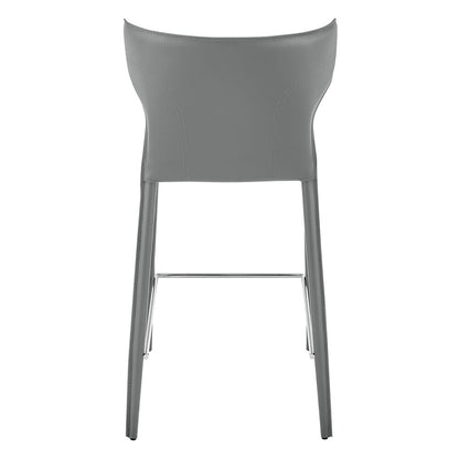 Euro Style - Divinia Regenerated Leather Counter Stool, Gray - Set of 2 - 38975-GRY veiw 6