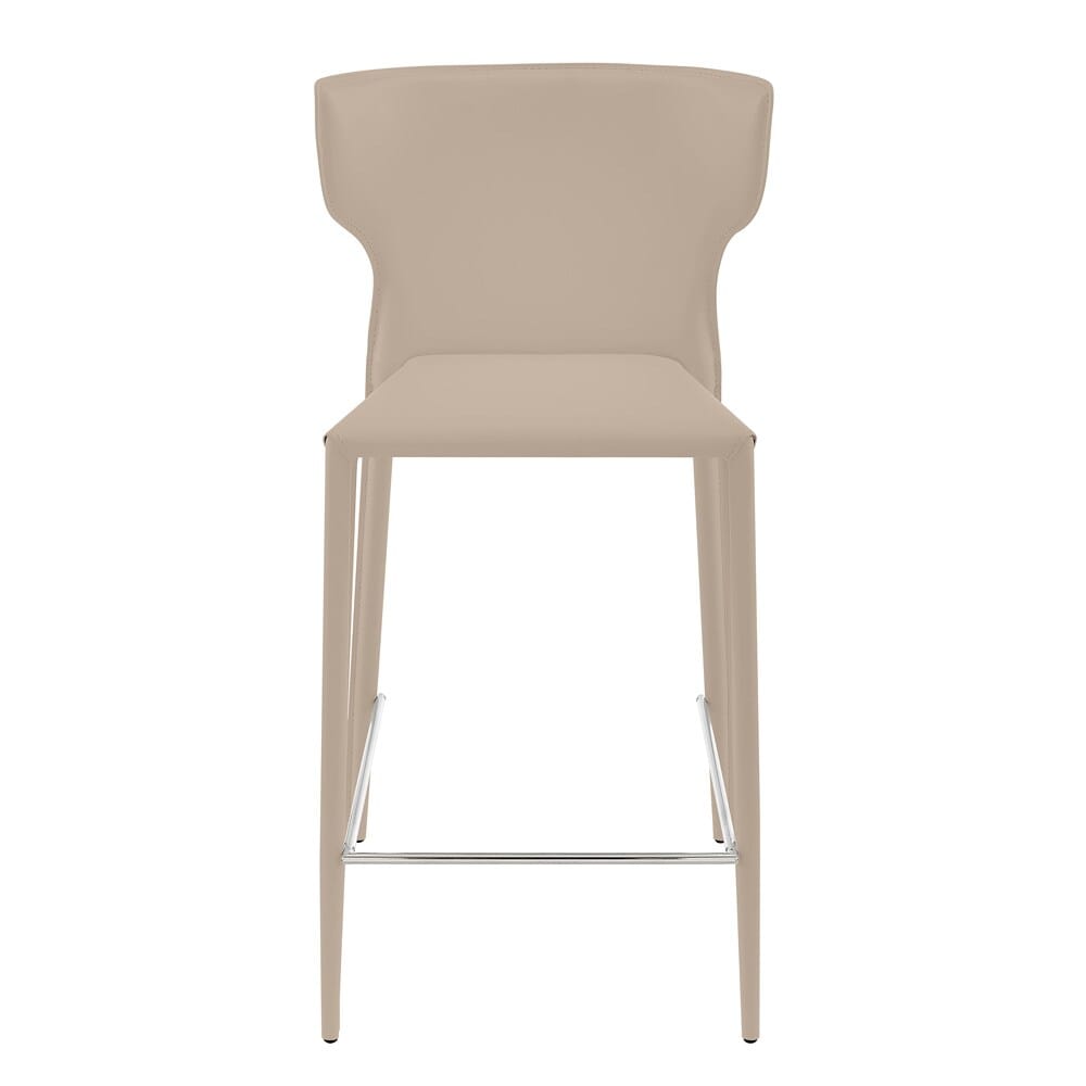 Euro Style - Divinia Regenerated Leather Counter Stool, Taupe - Set of 2 - 38975-LTGRY veiw 2