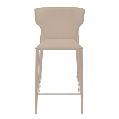 Euro Style - Divinia Regenerated Leather Counter Stool, Taupe - Set of 2 - 38975-LTGRY veiw 2