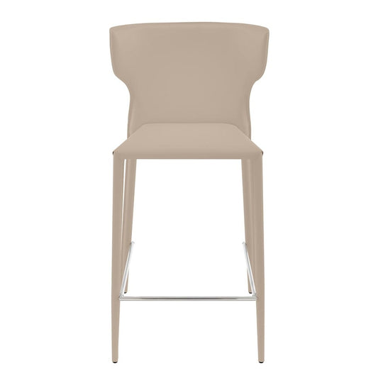 Euro Style - Divinia Regenerated Leather Counter Stool, Taupe - Set of 2 - 38975-LTGRY veiw 2