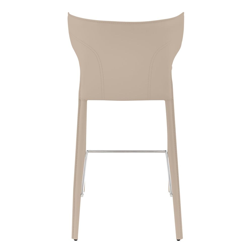 Euro Style - Divinia Regenerated Leather Counter Stool, Taupe - Set of 2 - 38975-LTGRY veiw 3