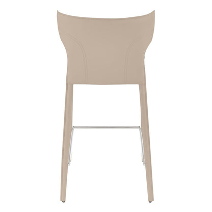 Euro Style - Divinia Regenerated Leather Counter Stool, Taupe - Set of 2 - 38975-LTGRY veiw 3