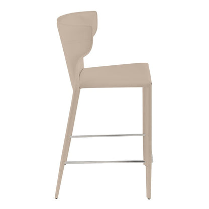 Euro Style - Divinia Regenerated Leather Counter Stool, Taupe - Set of 2 - 38975-LTGRY veiw 4
