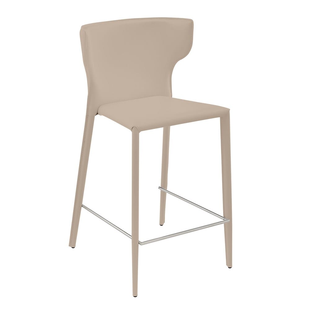 Euro Style - Divinia Regenerated Leather Counter Stool, Taupe - Set of 2 - 38975-LTGRY veiw 5