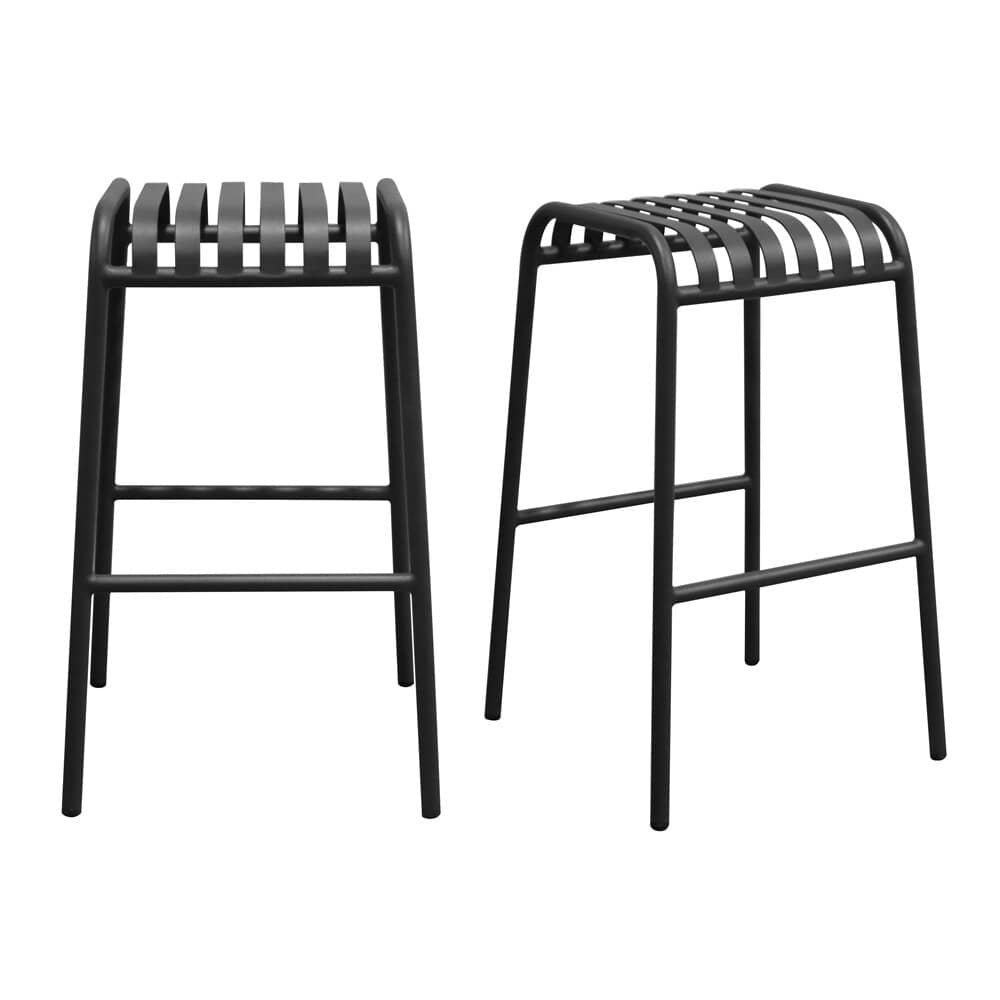 Euro Style - Enid Stackable Backless Outdoor Bar Stool, Black - Set of 2 - 90732-BLK veiw 1