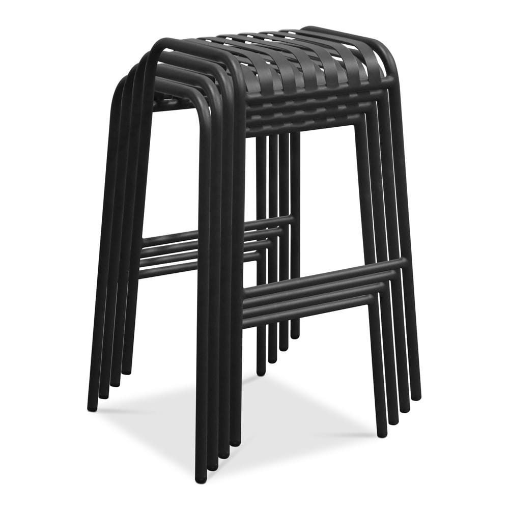 Euro Style - Enid Stackable Backless Outdoor Bar Stool, Black - Set of 2 - 90732-BLK veiw 6