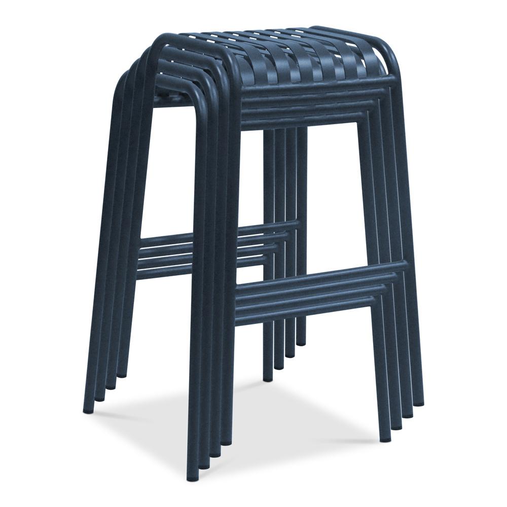 Euro Style - Enid Stackable Backless Outdoor Bar Stool, Dark Blue - Set of 2 - 90732-DKBLU veiw 5