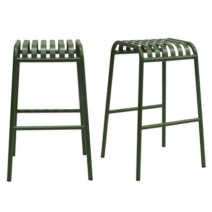 Euro Style - Enid Stackable Backless Outdoor Bar Stool, Dark Green - Set of 2 - 90732-DKGRN veiw 1