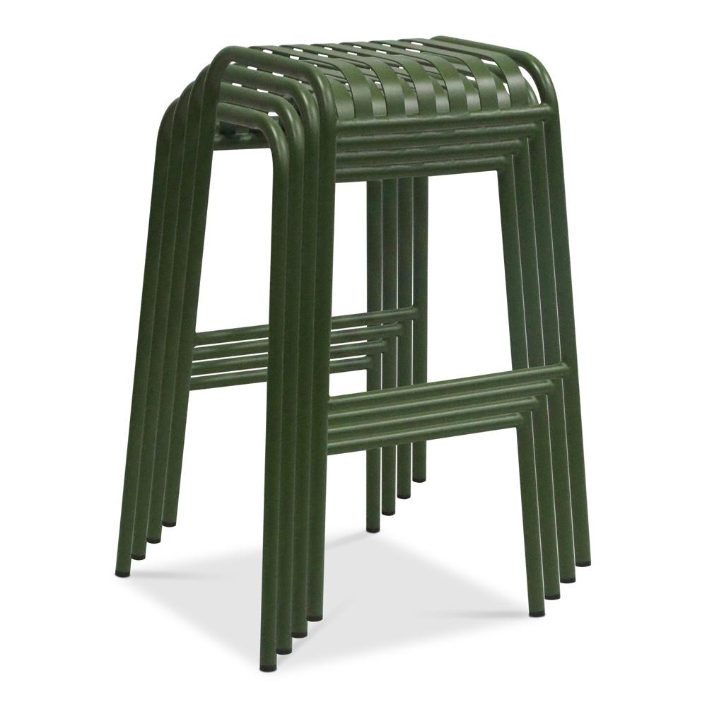 Euro Style - Enid Stackable Backless Outdoor Bar Stool, Dark Green - Set of 2 - 90732-DKGRN veiw 5
