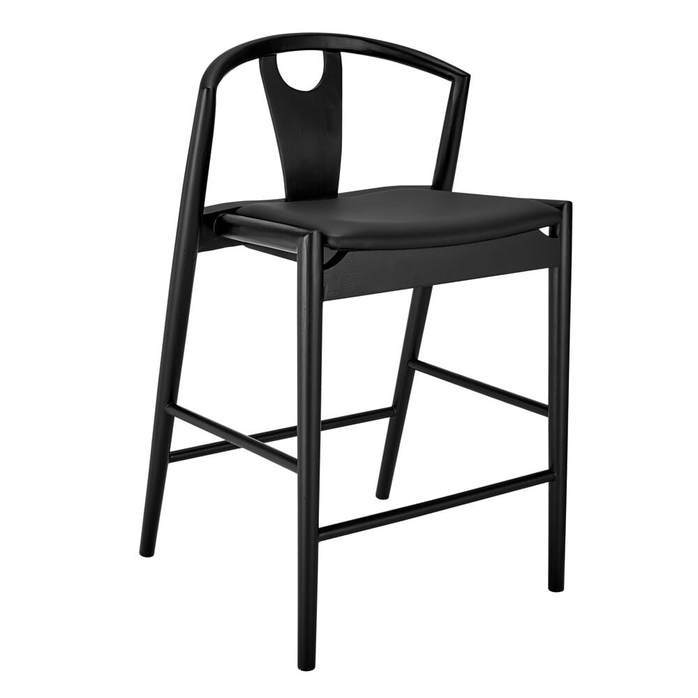 Euro Style - Blanche Leatherette Counter Stool, Black/Black - 91036-BLK veiw 2