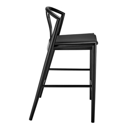 Euro Style - Blanche Leatherette Counter Stool, Black/Black - 91036-BLK veiw 3