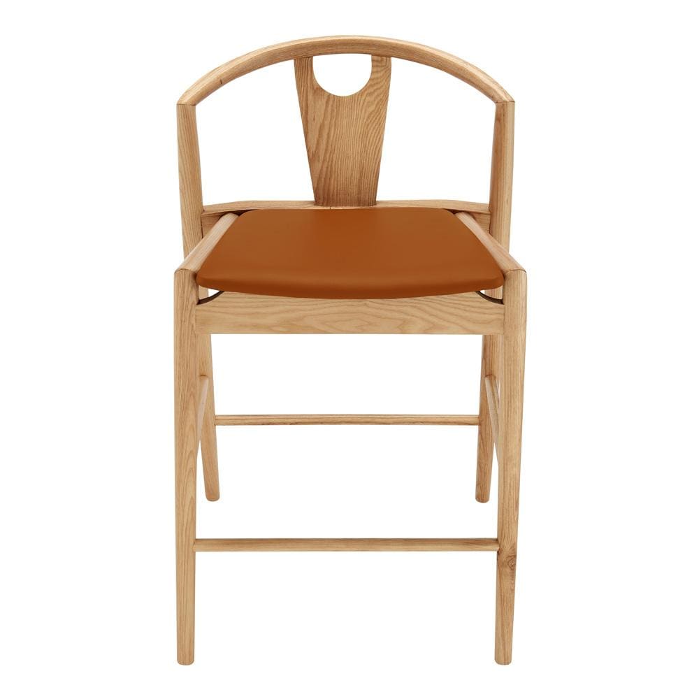 Euro Style - Blanche Leatherette Counter Stool, Dark Tan/Natural - 91034-TAN veiw 1