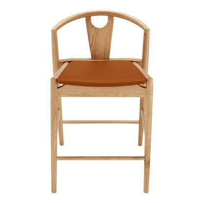 Euro Style - Blanche Leatherette Counter Stool, Dark Tan/Natural - 91034-TAN veiw 1