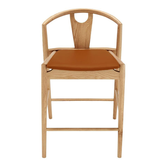 Euro Style - Blanche Leatherette Counter Stool, Dark Tan/Natural - 91034-TAN veiw 1