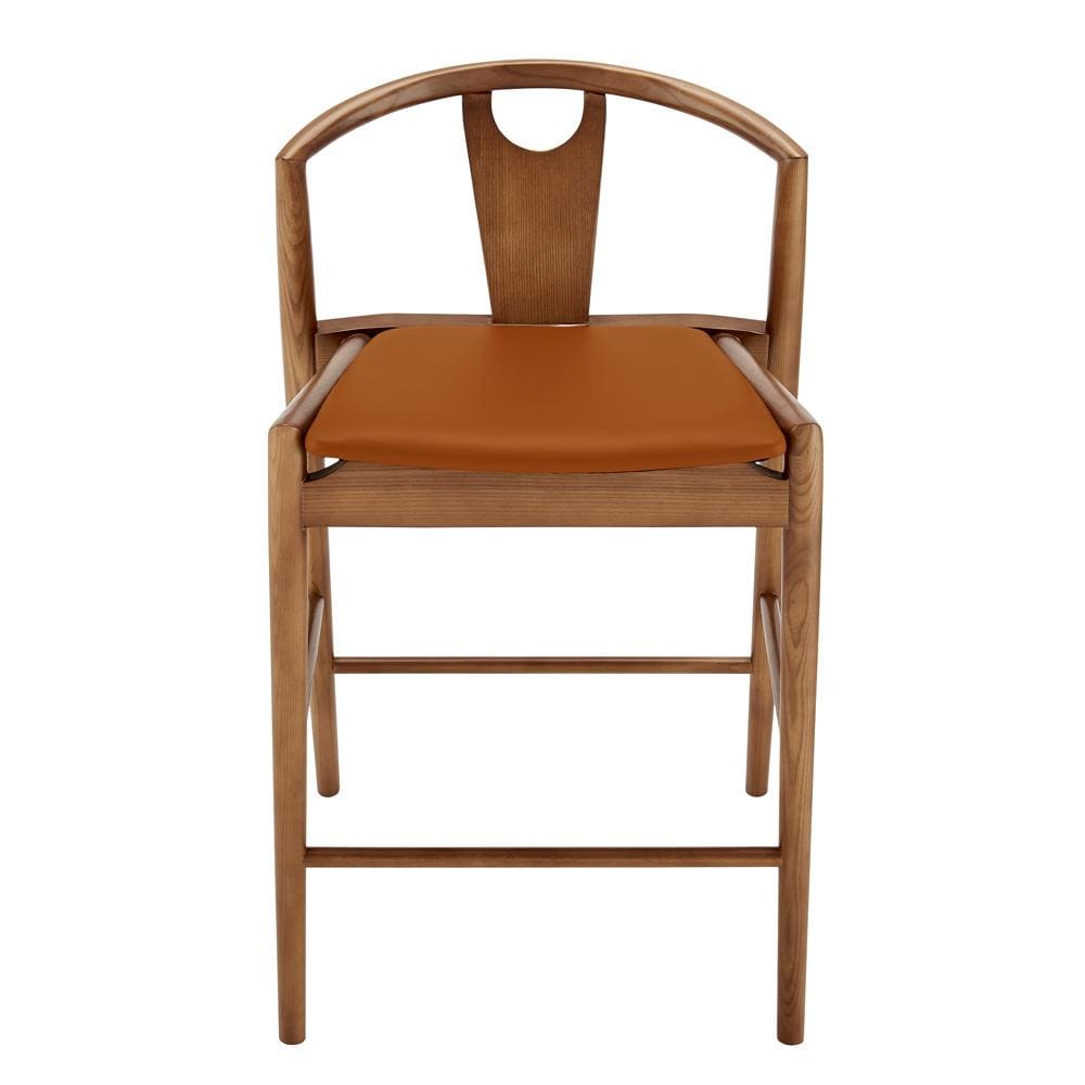 Euro Style - Blanche Leatherette Counter Stool, Dark Tan/Walnut - 91035-TAN veiw 1