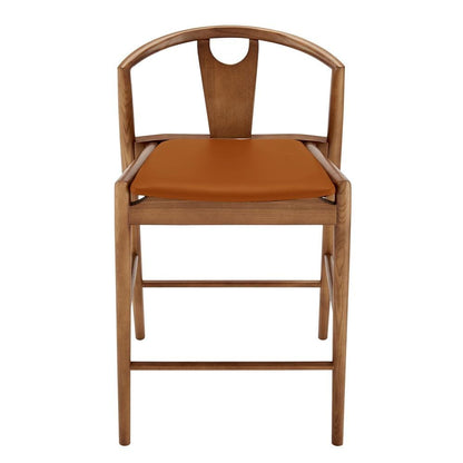 Euro Style - Blanche Leatherette Counter Stool, Dark Tan/Walnut - 91035-TAN veiw 1