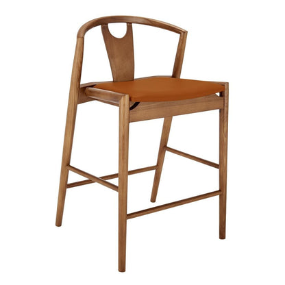 Euro Style - Blanche Leatherette Counter Stool, Dark Tan/Walnut - 91035-TAN veiw 2
