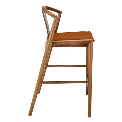 Euro Style - Blanche Leatherette Counter Stool, Dark Tan/Walnut - 91035-TAN veiw 3