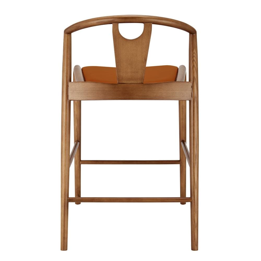Euro Style - Blanche Leatherette Counter Stool, Dark Tan/Walnut - 91035-TAN veiw 4