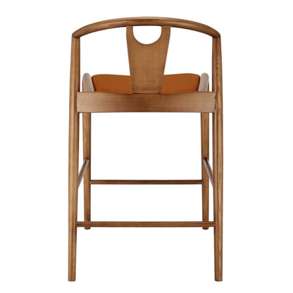 Euro Style - Blanche Leatherette Counter Stool, Dark Tan/Walnut - 91035-TAN veiw 4