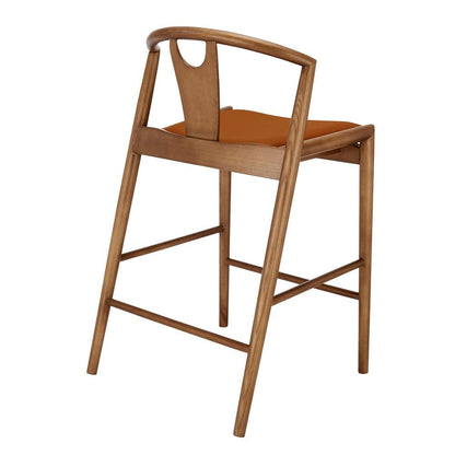 Euro Style - Blanche Leatherette Counter Stool, Dark Tan/Walnut - 91035-TAN veiw 5