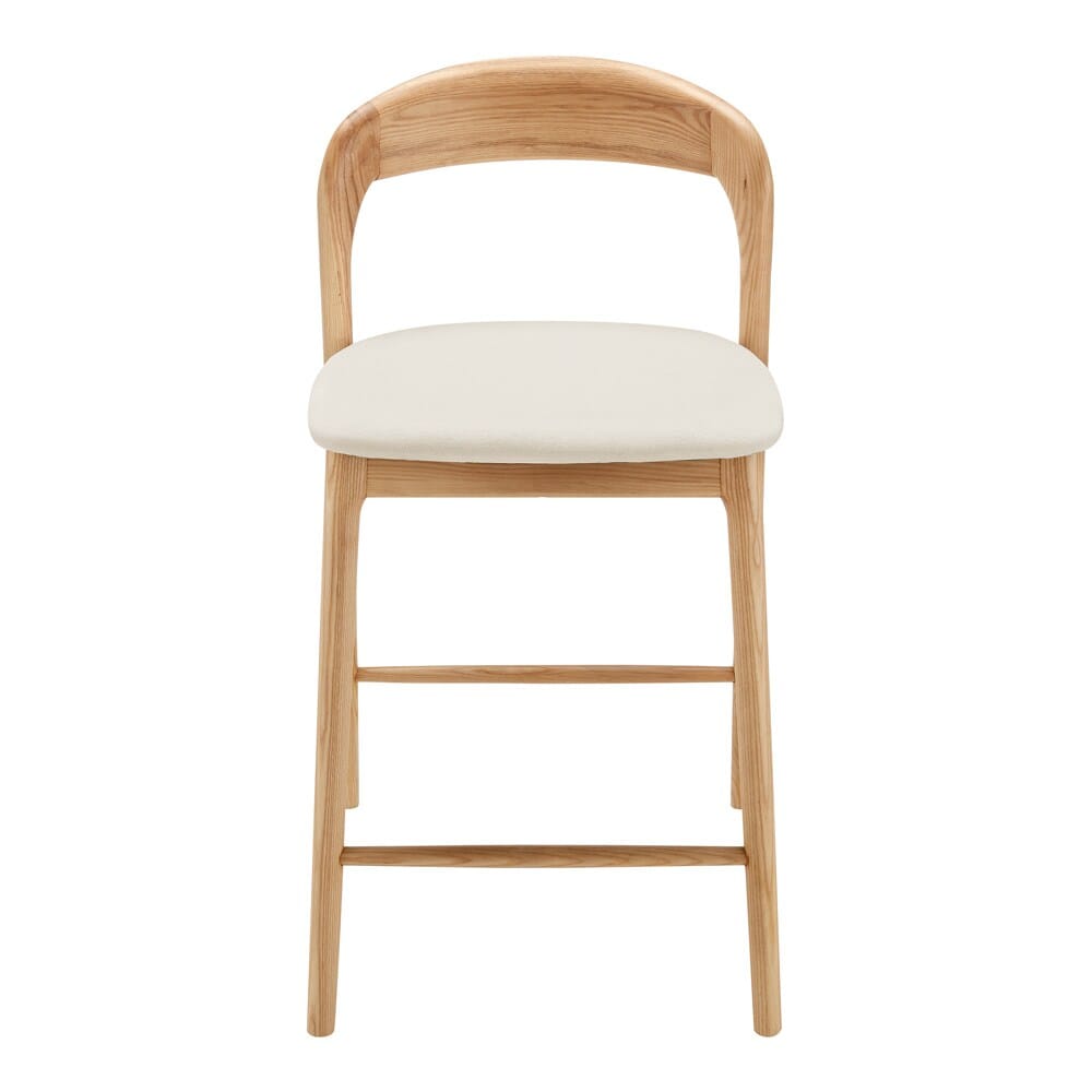 Euro Style - Estelle Counter Stool, White/Natural Ash - 91040-WHT veiw 1