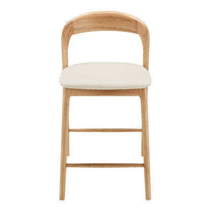 Euro Style - Estelle Counter Stool, White/Natural Ash - 91040-WHT veiw 1