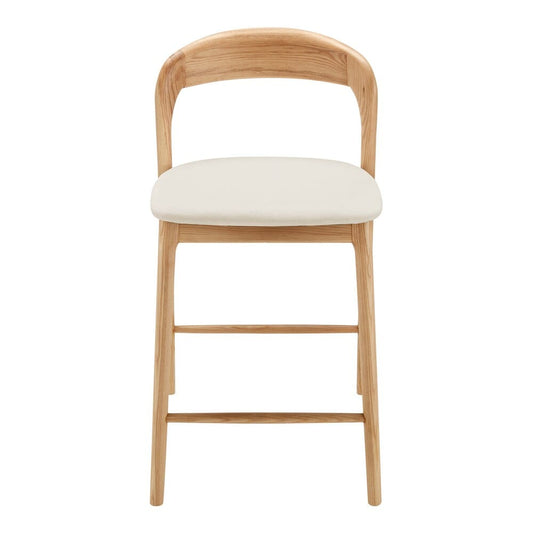 Euro Style - Estelle Counter Stool, White/Natural Ash - 91040-WHT veiw 1