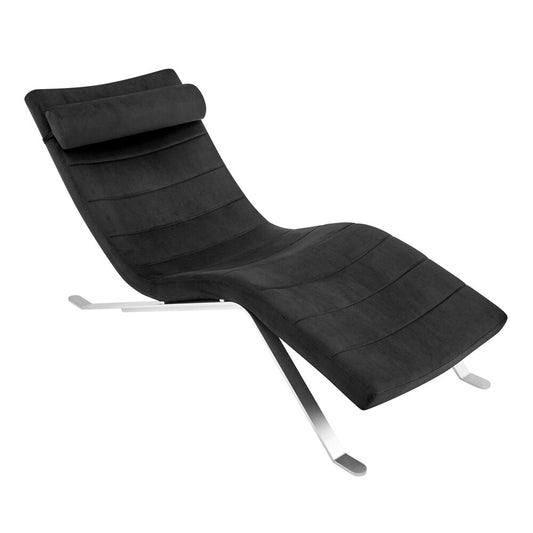 Euro Style - Gilda Velvet Lounge Chair, Black/Silver - 11300BLK-KIT veiw 1