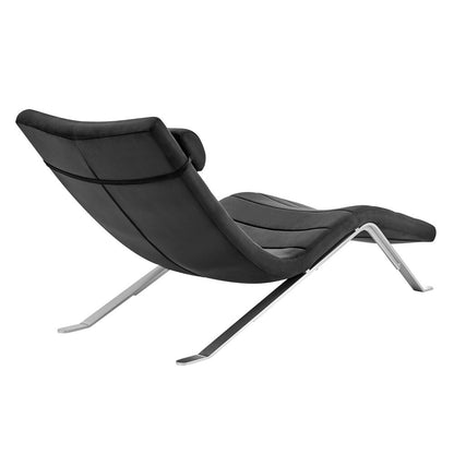 Euro Style - Gilda Velvet Lounge Chair, Black/Silver - 11300BLK-KIT veiw 3